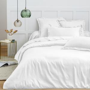 Drap plat 1 personne 180x290 cm satin de coton blanc