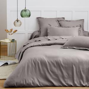 Drap plat 1 personne 180x290 cm satin de coton gris