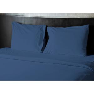 Drap plat 100% coton bleu 180x290 cm