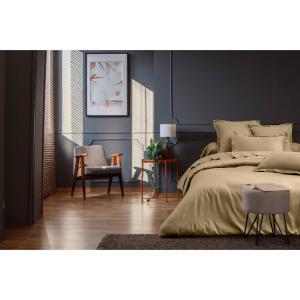 Drap plat 2 personnes  240x300 cm satin de coton beige