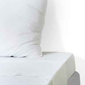 Drap plat coton lavé blanc 270x300
