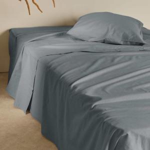 Drap plat en coton et en lin orage 270 x 300 cm