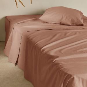Drap plat en coton et en lin pêche de vigne 270 x 300 cm