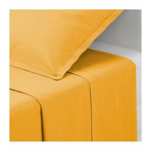 Drap plat en coton ocre 90x190cm