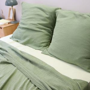 Drap plat en gaze de coton 240x300cm Sauge