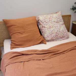 Drap plat en gaze de coton 240x300cm Terre Cuite