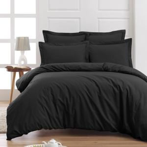 Drap plat en percale de coton  anthracite 270x300 cm