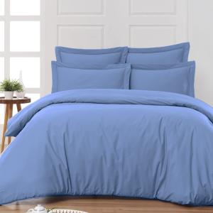 Drap plat en percale de coton  cobalt 180x290 cm