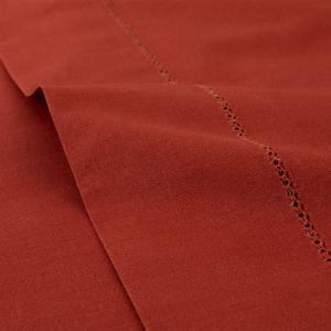 Drap plat en percale de coton rouge 240 x 300 cm