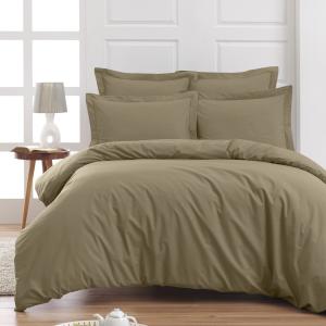 Drap plat en percale de coton  taupe 270x300 cm