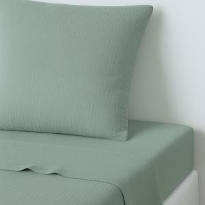 Drap plat gaze de coton vert céladon 270x300