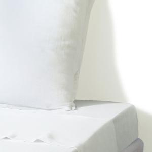 Drap plat lin lavé blanc 270x300