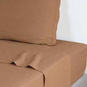 Drap plat lin lavé caramel 240x300