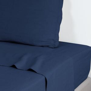 Drap plat lin lavé indigo 240x300