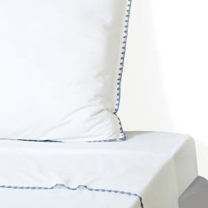 Drap plat percale blanc / denim 240x300