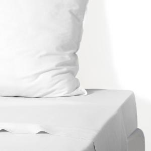 Drap plat percale de coton blanc 270x300