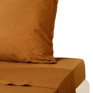 Drap plat percale de coton caramel 240x300