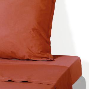 Drap plat percale de coton rouge toscane 270x300