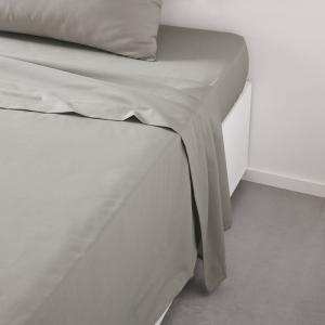 Drap plat pour lit 2 personnes uni  180x290 cm Beige