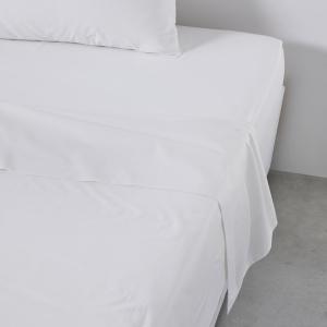 Drap plat pour lit 2 personnes uni  180x290 cm Blanc
