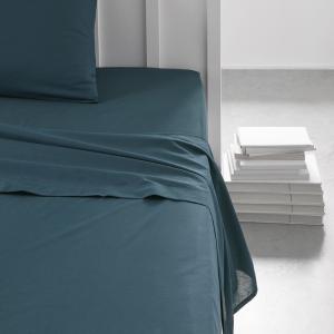 Drap plat pour lit 2 personnes uni  180x290 cm Bleu