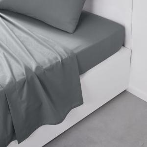 Drap plat pour lit 2 personnes uni  180x290 cm Gris