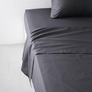 Drap plat pour lit 2 personnes uni  180x290 cm Gris anthrac…