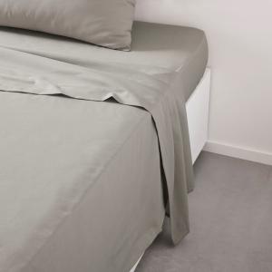 Drap plat pour lit 2 personnes uni  240x300 cm Beige