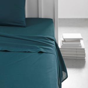 Drap plat pour lit 2 personnes uni  240x300 cm Bleu