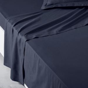 Drap plat pour lit 2 personnes uni  240x300 cm Bleu marine