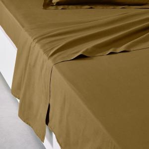 Drap plat pour lit 2 personnes uni  240x300 cm Bronze
