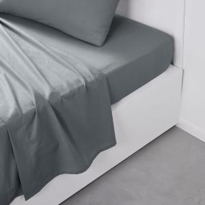 Drap plat pour lit 2 personnes uni  240x300 cm Gris