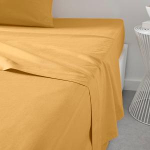 Drap plat pour lit 2 personnes uni  240x300 cm Jaune