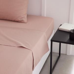 Drap plat pour lit 2 personnes uni  240x300 cm Rose