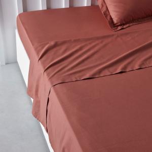 Drap plat pour lit 2 personnes uni  240x300 cm Rouge