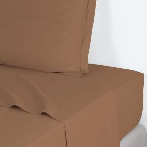 Drap plat satin de coton caramel 240x300