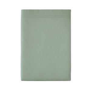 Drap plat uni en percale de coton vert sauge 240x300