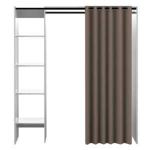 Dressing effet bois blanc et rideau taupe