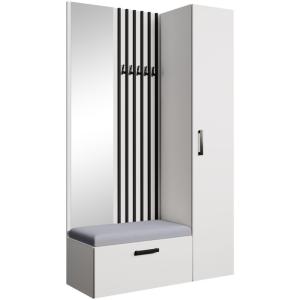 Dressing lamelles   armoire haute, blanc noir gris, 121x203