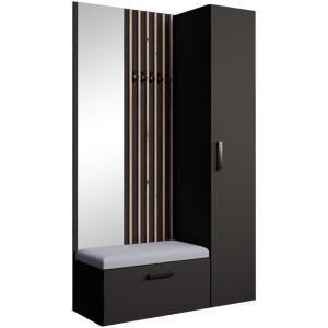 Dressing lamelles   armoire haute, noir gris, 121x203