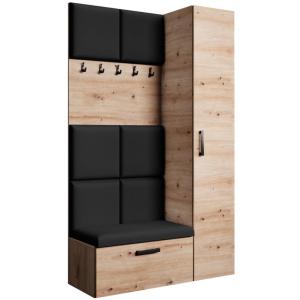 Dressing panneaux rembourrés, chêne Artisan noir, 121x203