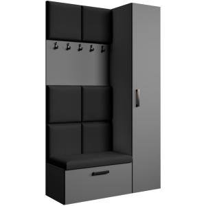 Dressing panneaux rembourrés, graphite noir, 121x203