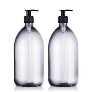 DUO Distributeurs de savon noirs 1L verre blanc