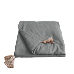 Edredon panama avec pompons en jute coton gris clair 90x190…