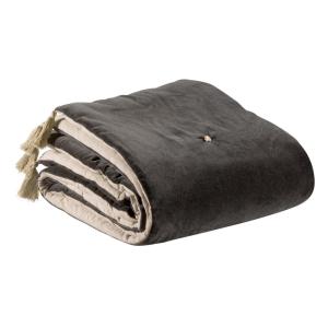 Edredon pompons  en coton tonnerre 80 x 180 cm