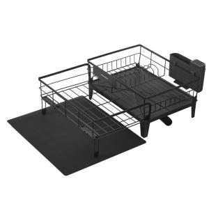Égouttoir à vaisselle extensible 31-56 x 42 x 20 cm, noir