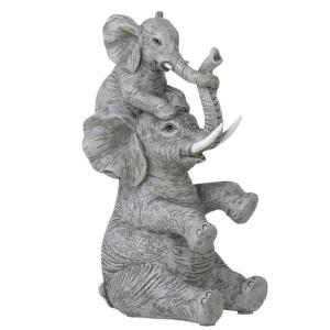 Éléphants en résine gris 13x11x23.5 cm