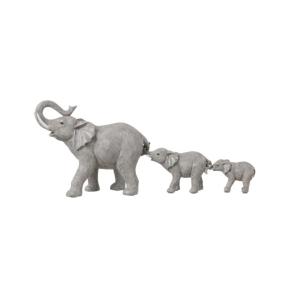 Éléphants en résine gris 57x17.5x24 cm