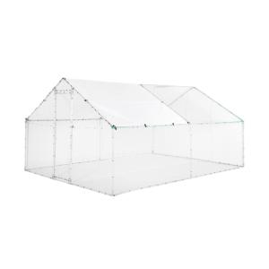 Enclos pour poules acier galvanisé gris et vert 12 m²