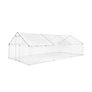 Enclos pour poules acier galvanisé gris et vert 18 m²